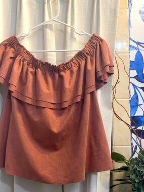 Young Fabulous & Broke Faux Suede Ruffle Top M